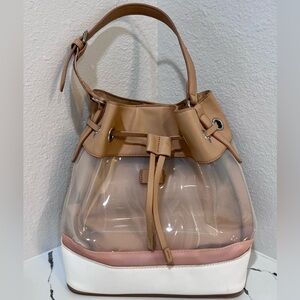 Parfois Nude Blush Clear Bucket Bag w/ Removable Zip Pouch – Excellent